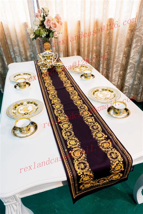 versace table runner|Versace italian dishes.